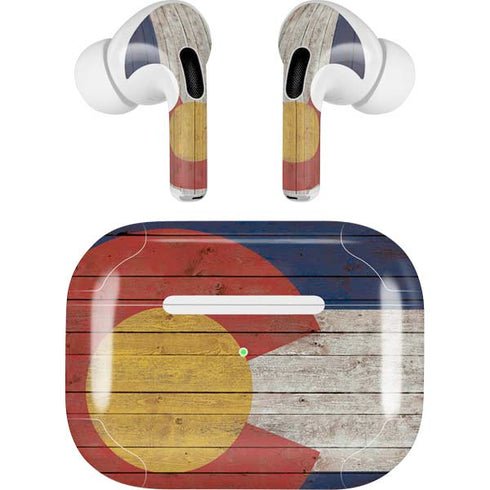 Colorado Flag Dark Wood AirPods Skins